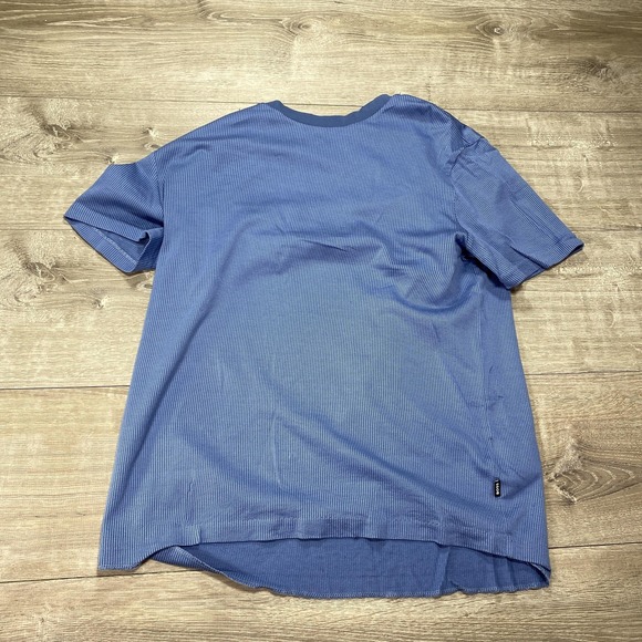 BOSS Shirt Mens Large‎ Blue Waffle Knit Textured Crewneck Short Sleeve Tee - Picture 6 of 8